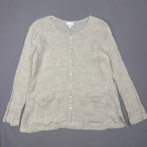 J Jill Pure Jill Button Front Linen Tunic Jacket Top Size Small